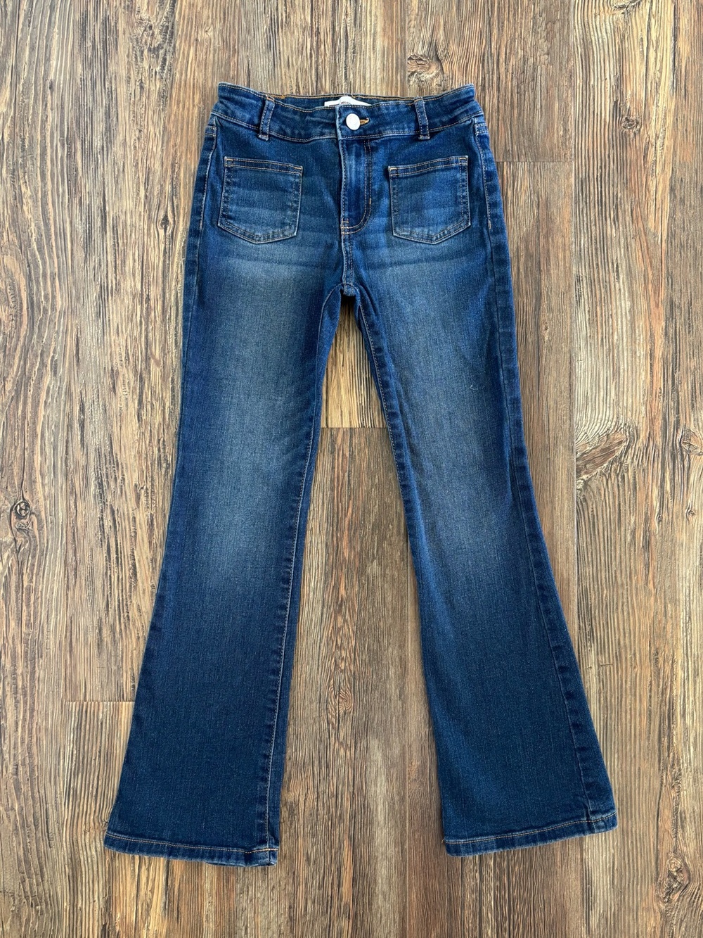 Levi’s Regular Rise Flare Jeans Big Girls 10 Blue Denim Square Patch Pockets